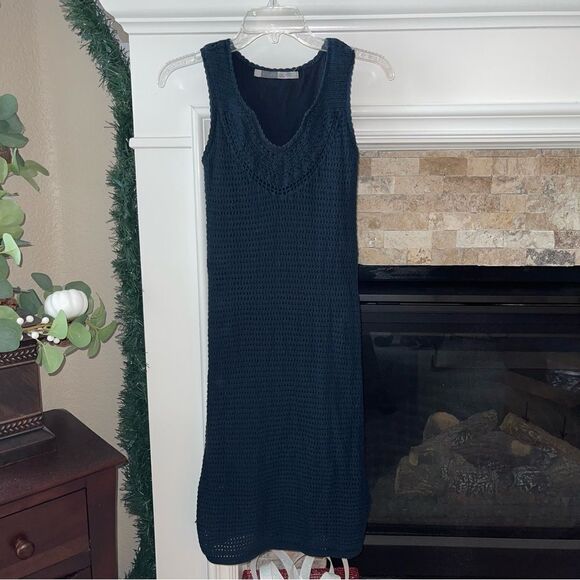 Athleta Kirra Navy Crochet Knit Lined Dress XS HTF - Picture 2 of 4